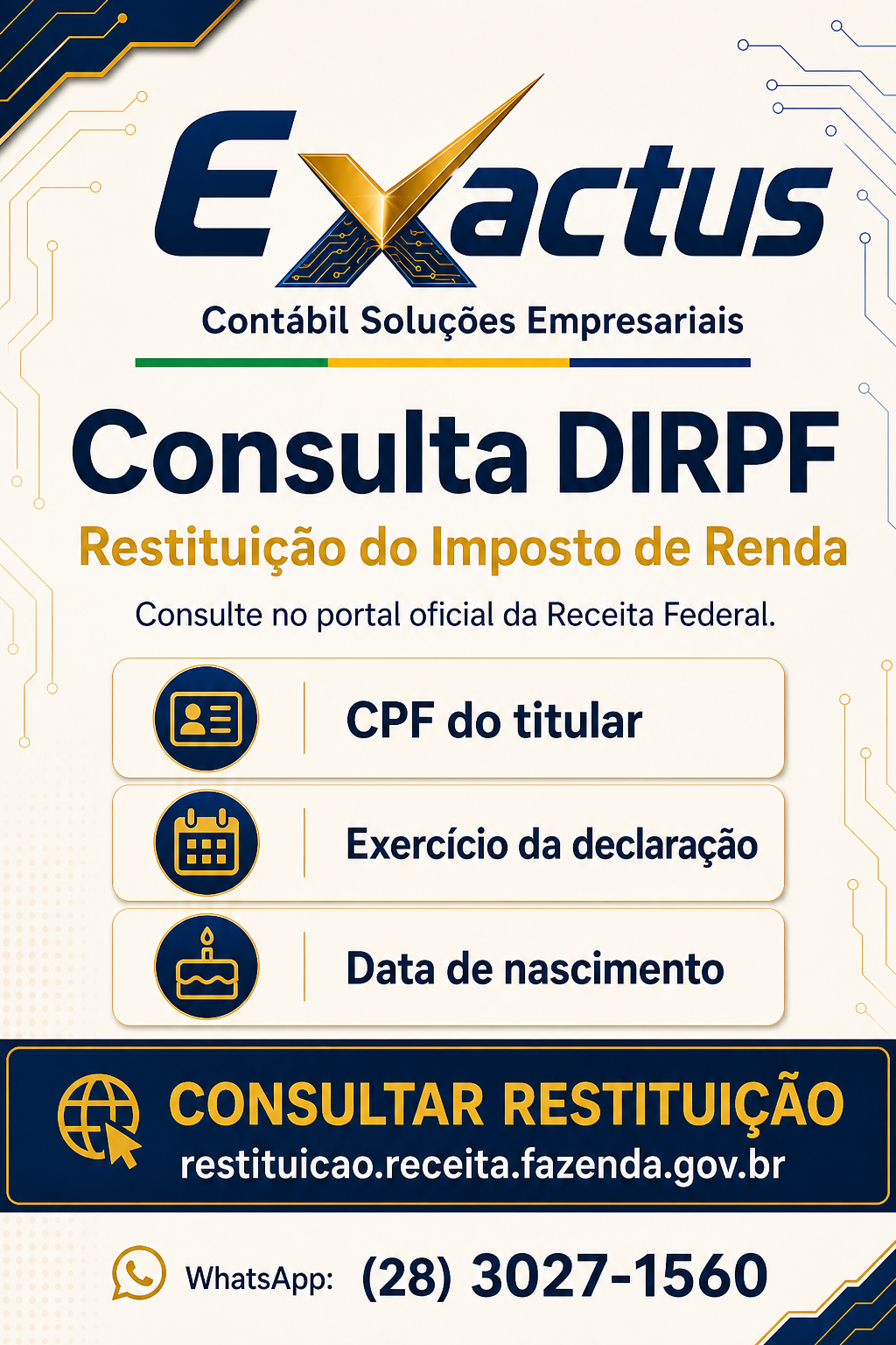 Consulta DIRPF Exactus — restituição do Imposto de Renda no portal oficial da Receita Federal.