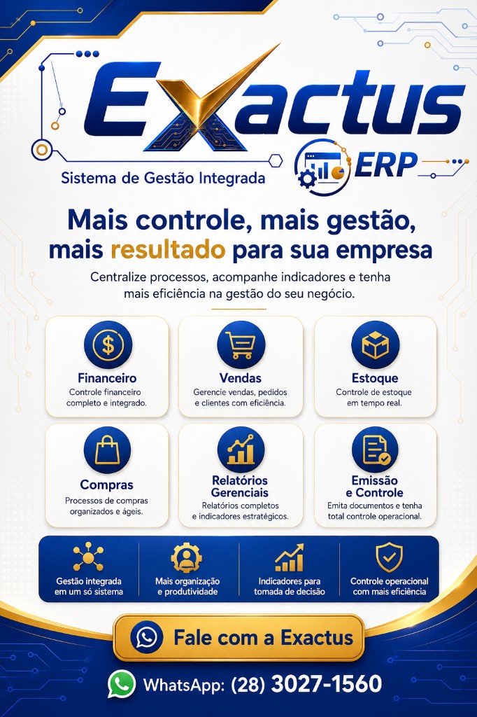 Exactus ERP — mais controle, mais gestão, mais resultado. Sistema de gestão integrada.